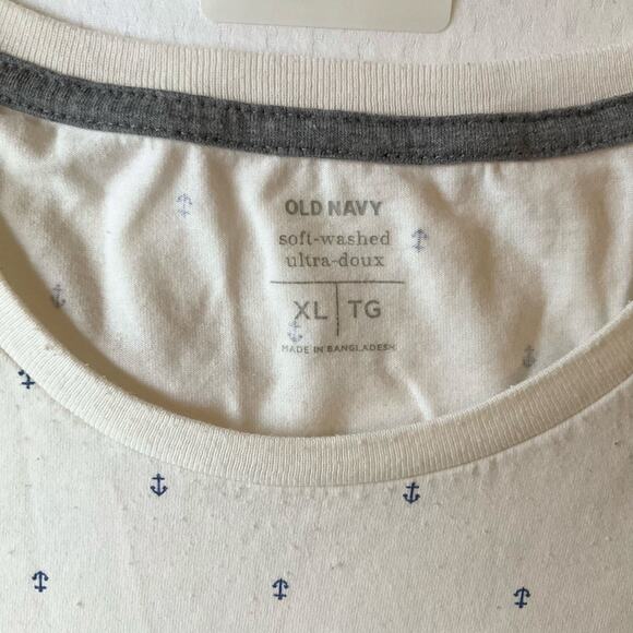 Old Navy Soft-washed Men Short sleeve T-shirt size XL, White, Anchor Pattern - Picture 5 of 7